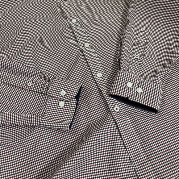 Blue Harbour Mens XL Gingham Long Sleeve Button Down Shirt Regular Fit Blue Red - Picture 3 of 13